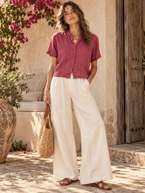 Dusty Rose Eileen Fisher Organic Linen Shirt, SP, GORGEOUS